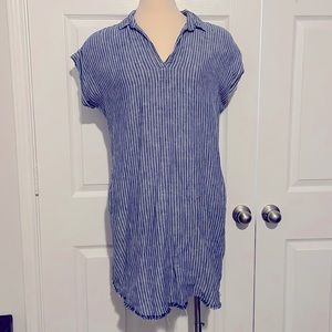 Blue with vertical stripes.